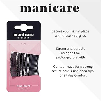 Manicare 24 Kirbigrips Black 5cm Waved Bobby Pins Grips For Holding Hair In Place Styling Buns Updos Strong Secure Durable Suitable For All Hair Types And Lengths Hairdressing Salon - Image 3