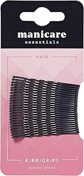 Manicare 24 Kirbigrips Black 5cm Waved Bobby Pins Grips For Holding Hair In Place Styling Buns Updos Strong Secure Durable Suitable For All Hair Types And Lengths Hairdressing Salon - Image 1
