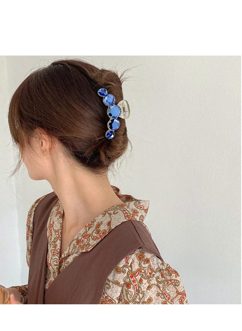 Excefore 4 Pack Clear Gold Blue Brown Octopus Crystal Gems Glitter Sparkly Plastic Hair Claw Clips Clutcher Crab Jaw Barrettes Grips Clamps Clasps Buns Twist Hair Up Accessories for Women Girl - Image 3