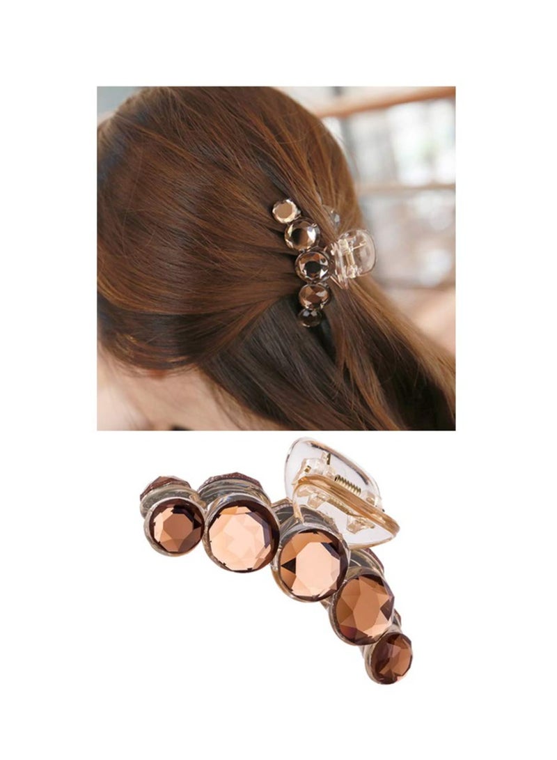 Excefore 4 Pack Clear Gold Blue Brown Octopus Crystal Gems Glitter Sparkly Plastic Hair Claw Clips Clutcher Crab Jaw Barrettes Grips Clamps Clasps Buns Twist Hair Up Accessories for Women Girl - Image 2