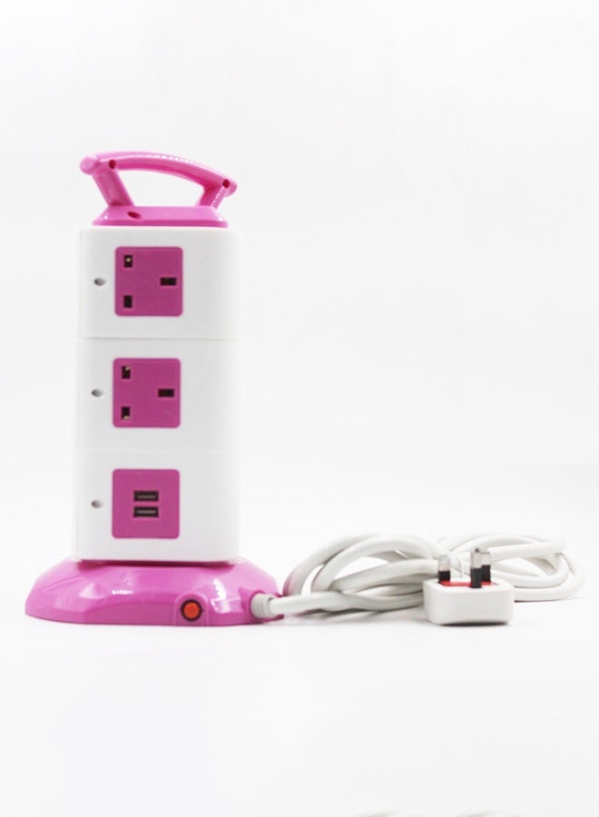 موزع الطاقة ذو 11 منفذًا مع منفذ USB باللونين الوردي والأبيض (طول 3 أمتار) هو موزع طاقة فائق الأداء وعالي السعة، مصمم للتعامل مع أنظمة الشحن الكبيرة مع إضافة لمسة لونية مميزة إلى مساحتك. يتميز بـ 11 منفذًا مستقلًا للتيار المتردد، ومنافذ شحن USB مدمجة، وسلك طاقة متين بطول 3 أمتار. - Image 2