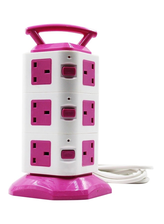 موزع الطاقة ذو 11 منفذًا مع منفذ USB باللونين الوردي والأبيض (طول 3 أمتار) هو موزع طاقة فائق الأداء وعالي السعة، مصمم للتعامل مع أنظمة الشحن الكبيرة مع إضافة لمسة لونية مميزة إلى مساحتك. يتميز بـ 11 منفذًا مستقلًا للتيار المتردد، ومنافذ شحن USB مدمجة، وسلك طاقة متين بطول 3 أمتار. - Image 1