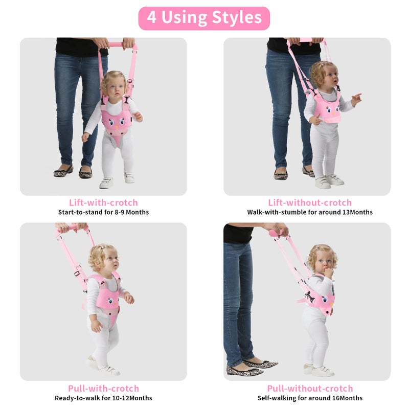 IULONEE Baby Walking Harness Breathable Handheld Kids Toddler Helper Assistant Adjustable Infant Walker Help Baby Walk Stand Up Child Learning Belt for 8-24 Month Old Babies Activity (Pink) - Image 4