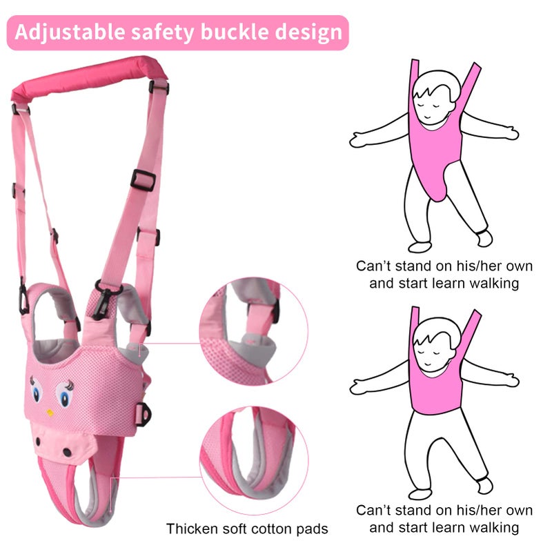 IULONEE Baby Walking Harness Breathable Handheld Kids Toddler Helper Assistant Adjustable Infant Walker Help Baby Walk Stand Up Child Learning Belt for 8-24 Month Old Babies Activity (Pink) - Image 3