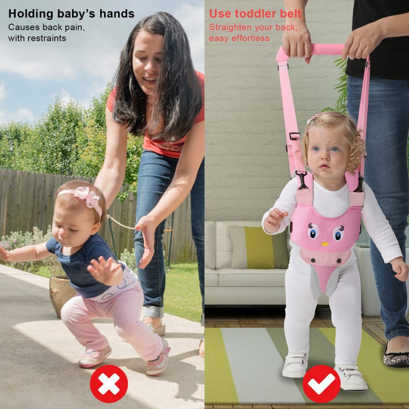 IULONEE Baby Walking Harness Breathable Handheld Kids Toddler Helper Assistant Adjustable Infant Walker Help Baby Walk Stand Up Child Learning Belt for 8-24 Month Old Babies Activity (Pink) - Image 5