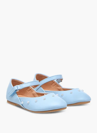 Flora Bella By Shoexpress Girls Embellished Ballerina Shoes with Hook and Loop Closure