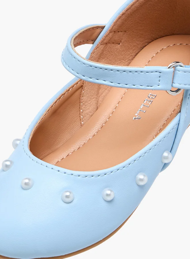 Flora Bella By Shoexpress Girls Embellished Ballerina Shoes with Hook and Loop Closure