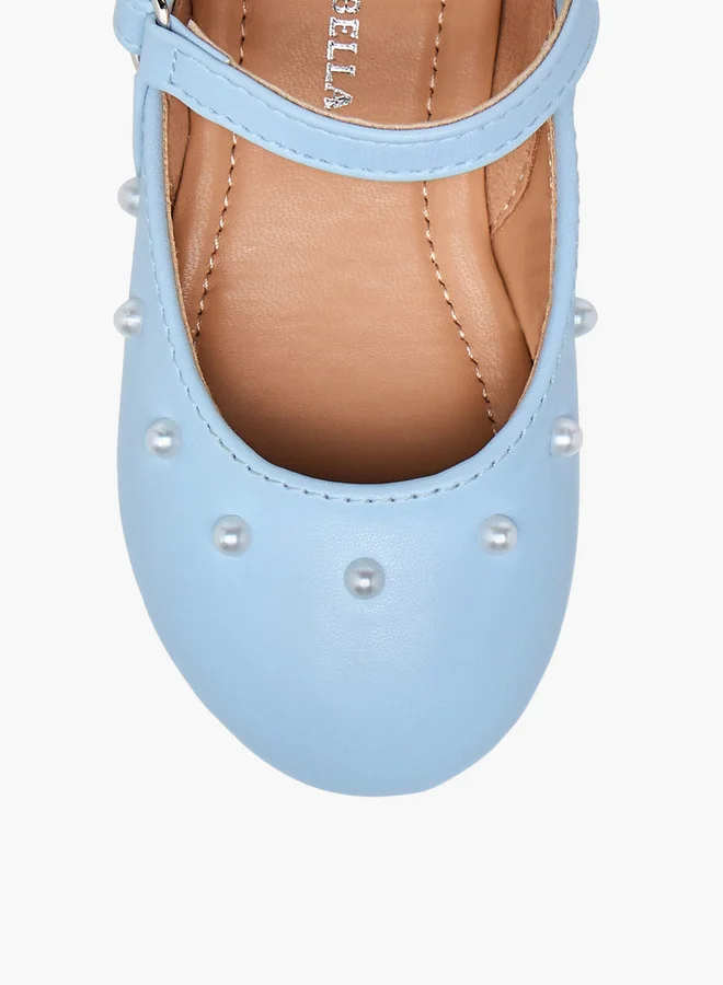 Flora Bella By Shoexpress Girls Embellished Ballerina Shoes with Hook and Loop Closure