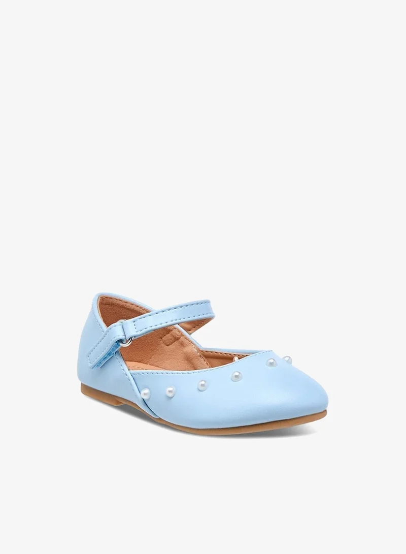 Flora Bella By Shoexpress Girls Embellished Ballerina Shoes with Hook and Loop Closure