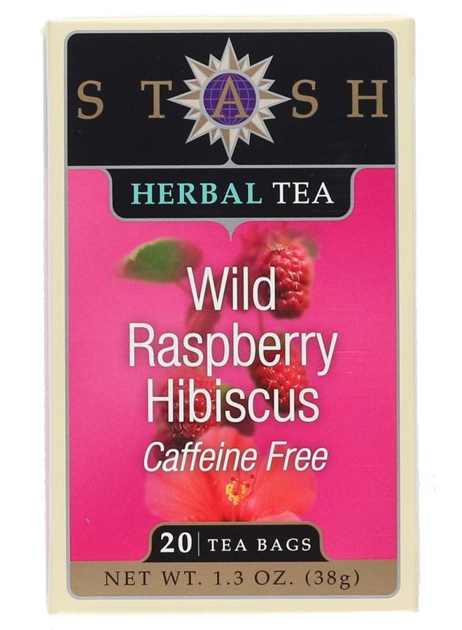 Wild Raspberry Hibiscus Tea Caffeine Free, 20 Bags (Pack of 1)