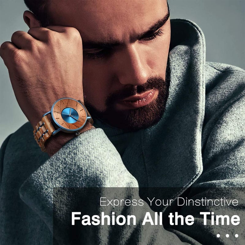 KASTWAVE Men's 42mm Handmade Wooden Watch with Adjustable Strap, Stylish Quartz Movement Vintage Design for Casual and Business Wear - Image 5