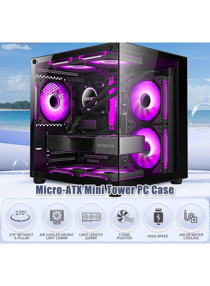 صندوق كمبيوتر برج مع 5 مراوح إنفينيتي ARGB مثبتة مع جهاز تحكم عن بعد لمروحة ARGB، زجاج مقسى، متوافق مع لوحة أم ATX واسعة (أسود) - Image 5