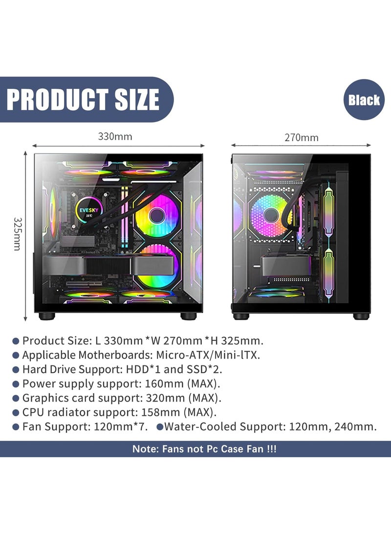 صندوق كمبيوتر برج مع 5 مراوح إنفينيتي ARGB مثبتة مع جهاز تحكم عن بعد لمروحة ARGB، زجاج مقسى، متوافق مع لوحة أم ATX واسعة (أسود) - Image 3