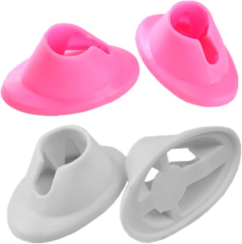 yueton 4pcs White and Pink Soft Rubber Nail Polish Bottle Holder Nail Art Manicure Tools - Image 1