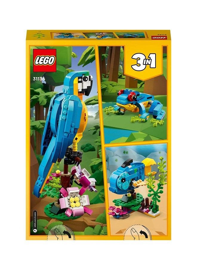 LEGO Creator Exotic Parrot 31136 Building Toy Set Featuring Parrot, Fish and Frog Toys; Gift for Animal-Lovers; Colorful and Exotic Models for Kids Aged 7+ (253 Pieces)  - Image 2