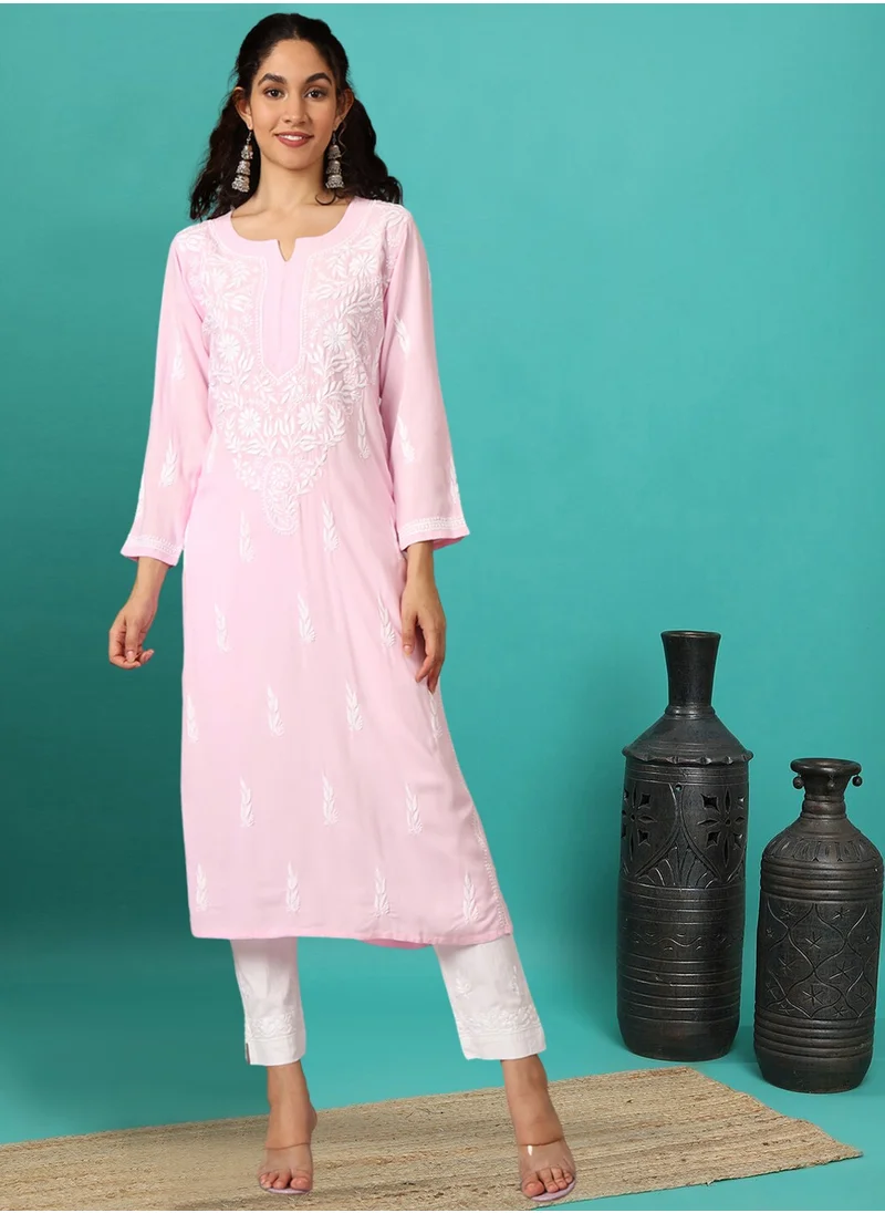 Alaya Women Hand Embroidered Chikankari Rayon Kurta-AL3451