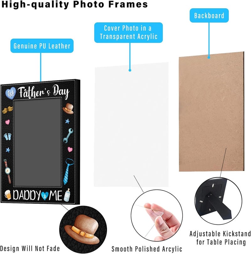 JUESMOS First Fathers Day Picture Frame Gifts for New Dad from Daughter Son Baby 4x6 Daddy and Me 1st Fathers Day Photo Frames for Newborn Baby Dad to be First Time Daddy Nursery Decor - Image 5