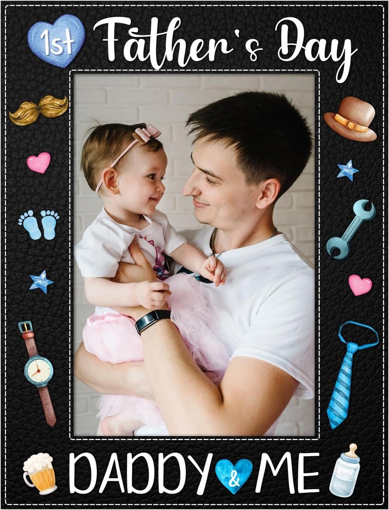 JUESMOS First Fathers Day Picture Frame Gifts for New Dad from Daughter Son Baby 4x6 Daddy and Me 1st Fathers Day Photo Frames for Newborn Baby Dad to be First Time Daddy Nursery Decor - Image 1