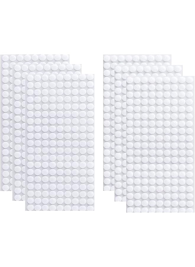 PROMASS promass 1008 Pcs 10mm Sticky Back Coins Hook & Loop Self Adhesive dots Tapes (504 Pair)-White 