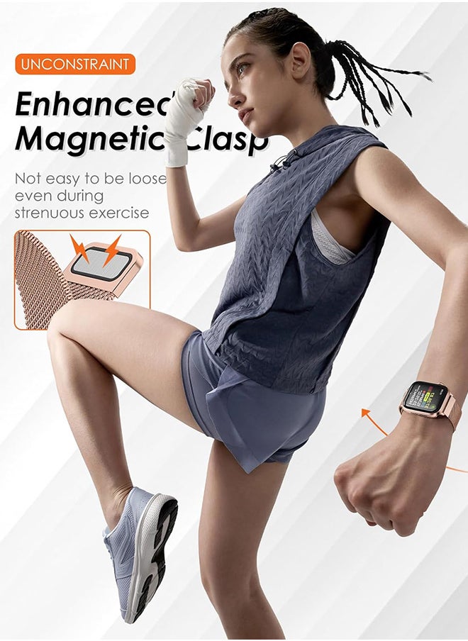 S-Color Apple Watch Milanese Band Compatible with Apple Watch Series 9/8/7/6/5/4/3 SE 38mm 40mm 41mm for Women Men Magnetic Milanese Stainless Steel Bands for iWatch Rose Gold  - Image 4