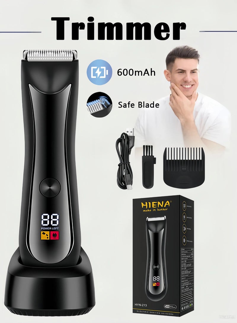 هينا مكينه حلاقه رجالي, ماكينة حلاقة كهربائية للجسم مع رأس مزدوج, ماكينة حلاقة آمنة قابلة لإعادة الشحن ومقاومة للماء للاستخدام الرطب/الجاف، شاشة LED - Image 1