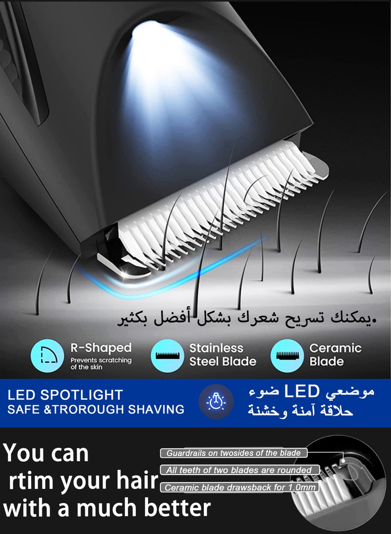 هينا مكينه حلاقه رجالي, ماكينة حلاقة كهربائية للجسم مع رأس مزدوج, ماكينة حلاقة آمنة قابلة لإعادة الشحن ومقاومة للماء للاستخدام الرطب/الجاف، شاشة LED - Image 4
