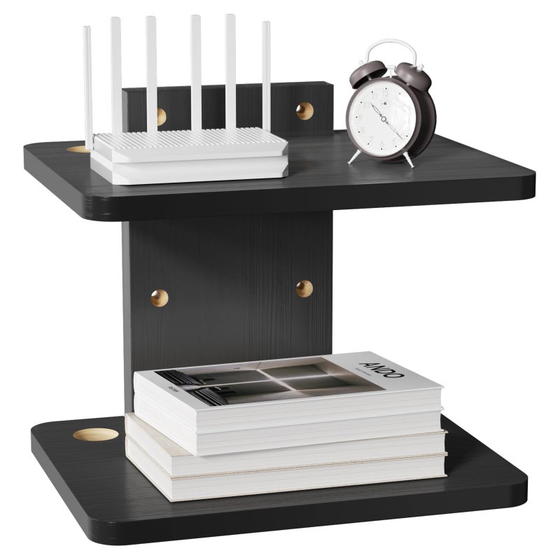 WALI Floating TV Shelf, 2 Tier Projector Shelf for DVD Players, Routers, Game Consoles, Cable Boxes, Living Room Decor Accessories, Wall Mount Shelves Holds Up to 22lbs (CS202NB), 2-Shelf, Black - Image 1