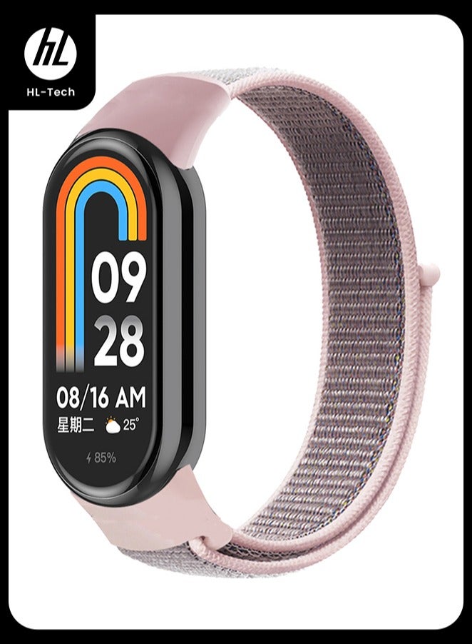 Nylon Strap Compatible with Xiaomi Mi Band 10/Mi Band 9/Mi Band 8 Soft Adjustable Band for Men and Women Pink