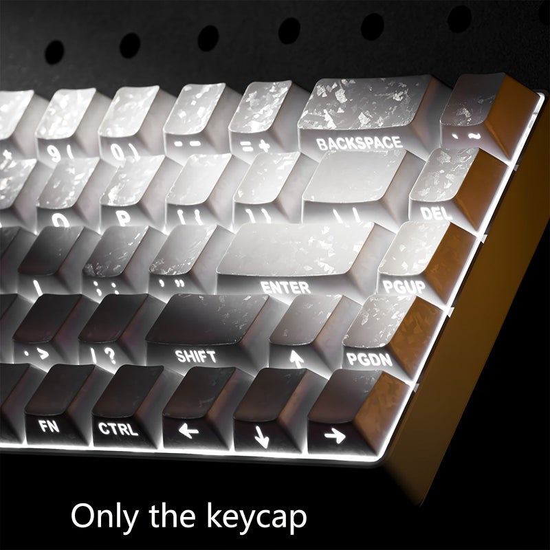 أغطية مفاتيح PBT بيضاء متوافقة مع مفاتيح Cherry MX والساق المتقاطعة، نسيج ألياف الكربون، إضاءة خلفية منقوشة على الجانب، مجموعة ذات شكل كرزي، مناسبة لمسافة 6.25U للوحة المفاتيح الميكانيكية، للألعاب على الكمبيوتر والمكتب. - Image 1