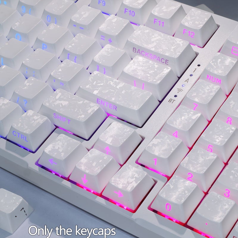 أغطية مفاتيح PBT بيضاء متوافقة مع مفاتيح Cherry MX والساق المتقاطعة، نسيج ألياف الكربون، إضاءة خلفية منقوشة على الجانب، مجموعة ذات شكل كرزي، مناسبة لمسافة 6.25U للوحة المفاتيح الميكانيكية، للألعاب على الكمبيوتر والمكتب. - Image 5