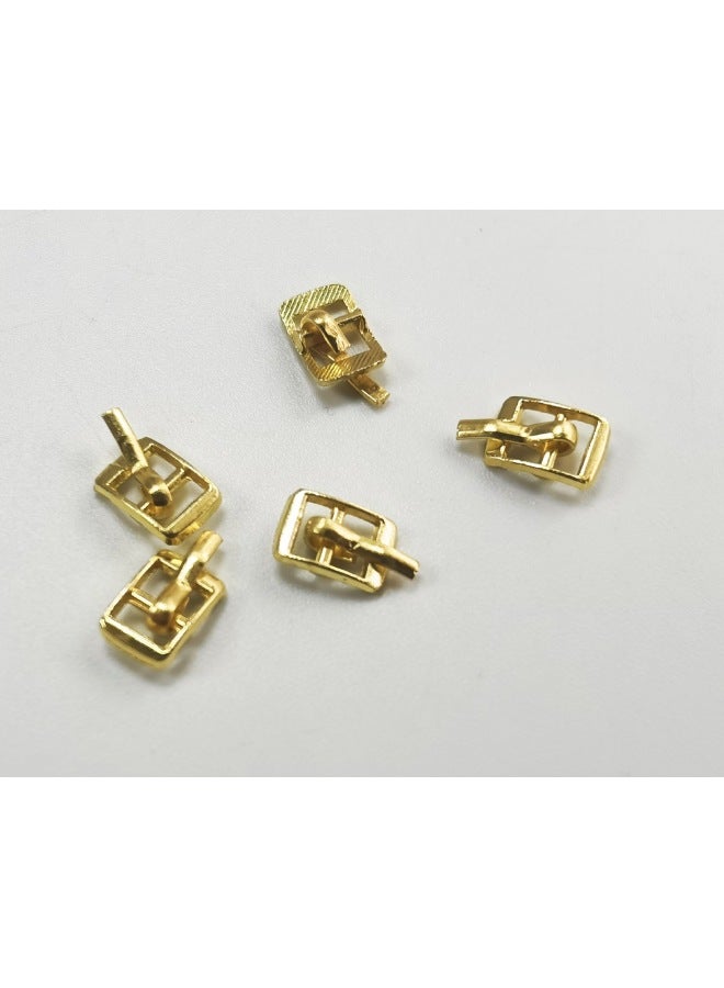 Buckle Mini Long Square Strap Bjd Doll Japanese Buckle Metal Buckle Belt Buckle Accessories Doll Clothes 4mm Buttons-Height:10 Gold Needleless Pieces  - Image 4
