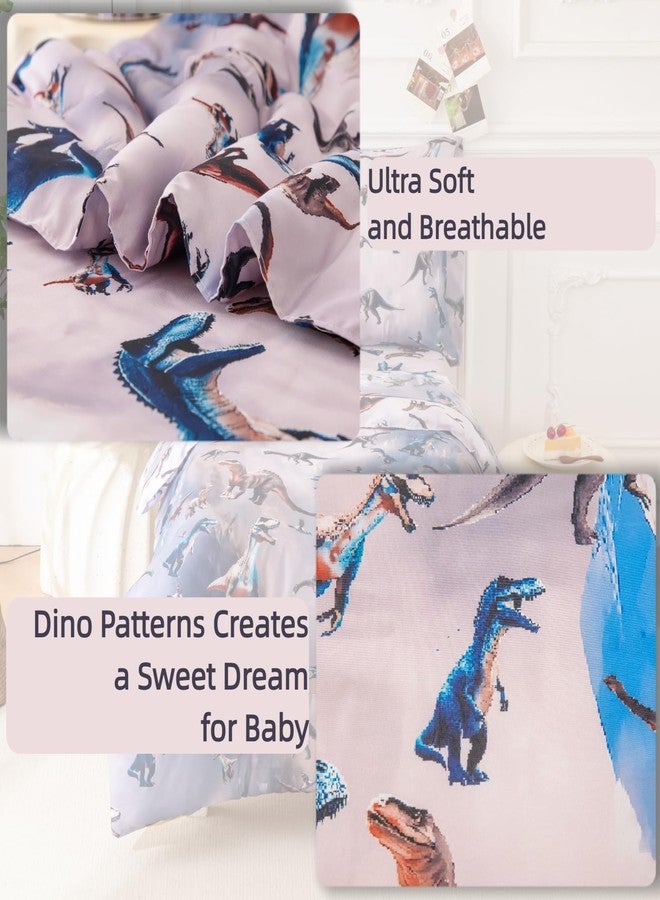 SDIII 4 Piece 3D Dinosaur Toddler Bedding Set Soft Microfiber Dinosaur Toddler Boy Bedding Set with Comforter, Fitted Sheet, Flat Sheet and Pillowcase - Image 4