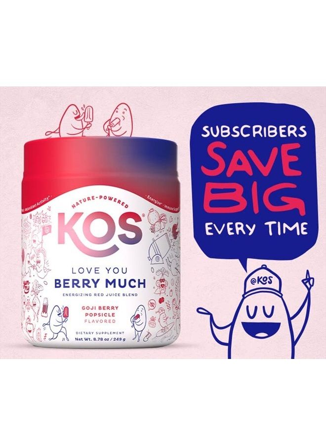 KOS Reds Superfood Powder - Beet Root, Goji Berries, Acai Powder, Pomegranate Juice - Energy Booster, Circulation and Digestion Support - Delicious Goji Berry Popsicle Flavor - 8.78 Oz, 28 Servings - Image 3