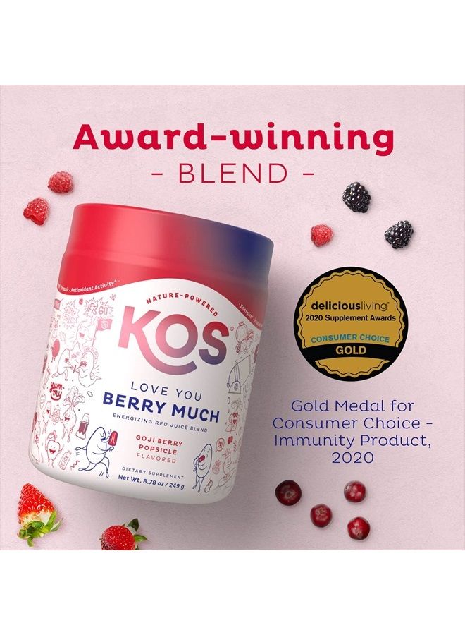 KOS Reds Superfood Powder - Beet Root, Goji Berries, Acai Powder, Pomegranate Juice - Energy Booster, Circulation and Digestion Support - Delicious Goji Berry Popsicle Flavor - 8.78 Oz, 28 Servings - Image 2