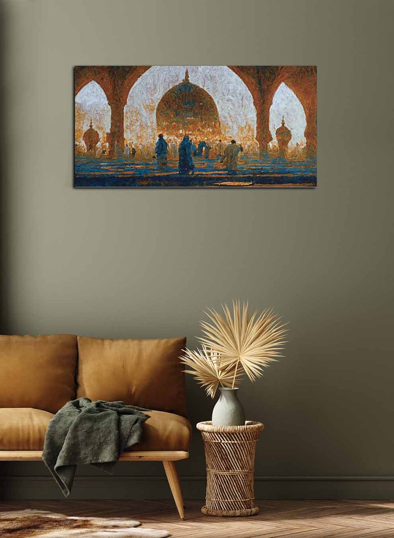 لوحة كانفاس على إطار خشبي، تصميم فن إسلامى مسجد، للمنزل، غرفة المعيشة، المكتب، الديكور - Image 1