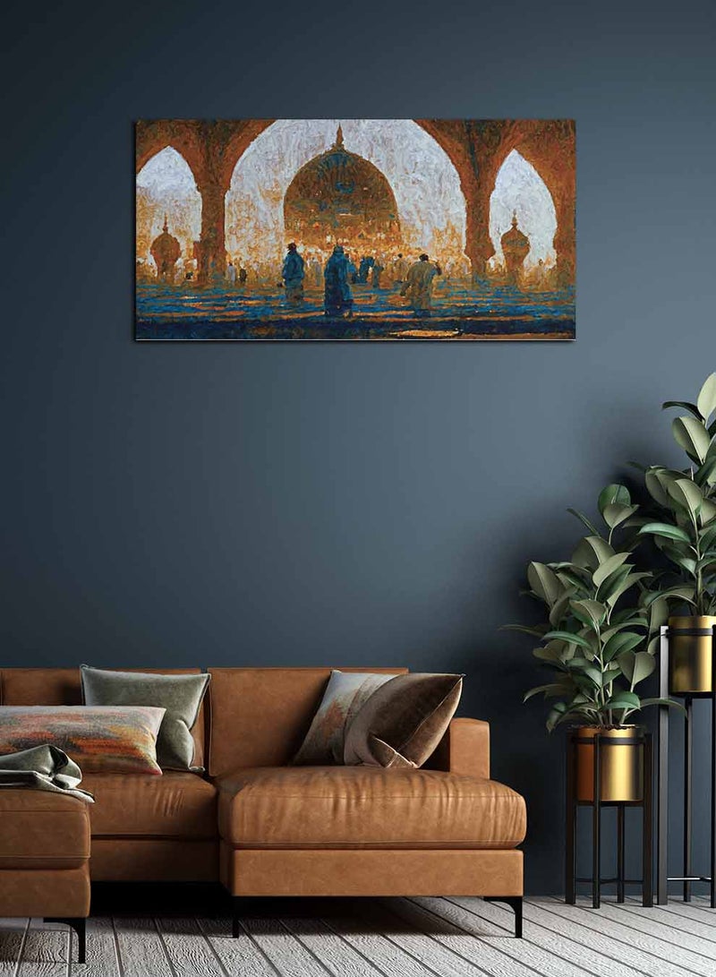 لوحة كانفاس على إطار خشبي، تصميم فن إسلامى مسجد، للمنزل، غرفة المعيشة، المكتب، الديكور - Image 2