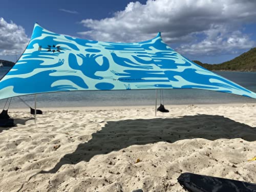 Neso Portable Beach Tent Sun Shelter with Sand Anchor Lightweight Beach Shade Canopy Easy Setup for Family Outings Patented Reinforced Corners UPF 50 Sun Protection 7 x 7ft Coastal Birds - Image 1