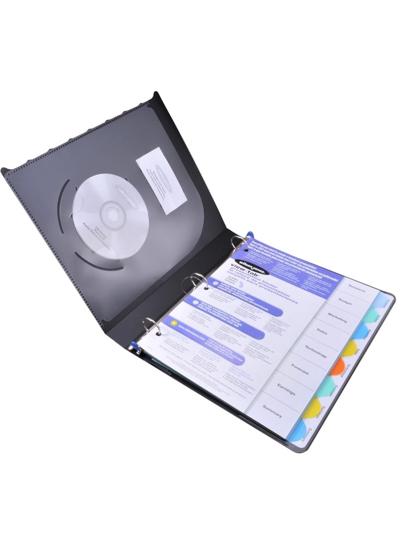 Wilson Jones Wilson Jones 55095 View-Tab Presentation Round Ring View Binder w/Tabs, 1" Cap, Black  - Image 3
