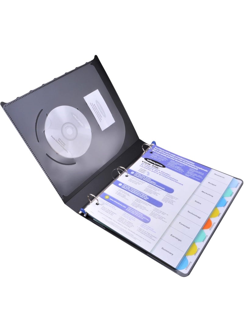 Wilson Jones Wilson Jones 55095 View-Tab Presentation Round Ring View Binder w/Tabs, 1" Cap, Black  - Image 3