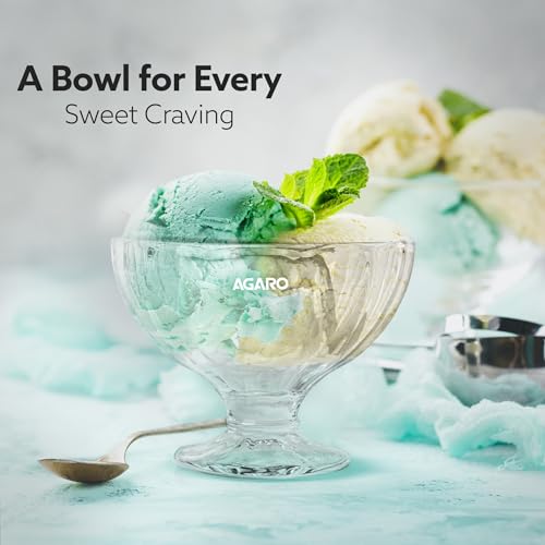 AGARO Glass Elegant Ice Cream Bowl 140ml Set of 6, Ice Cream Bowl, Dessert Cup for Sundae, Sweets, Snacks, Fruit, Pudding, Nuts Or Dip, Serving Bowls, Tableware Set, Transparent - Image 3