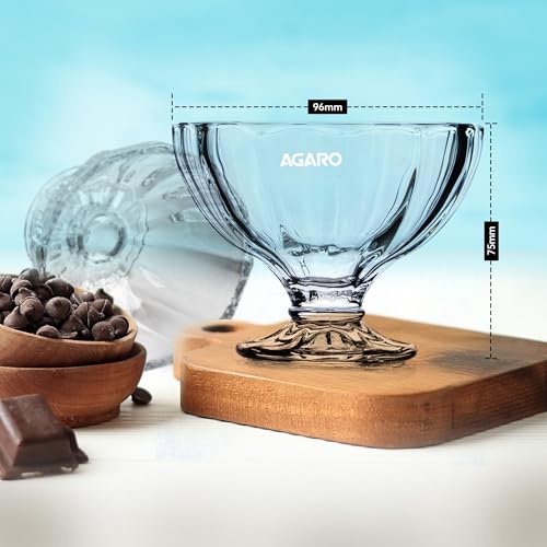 AGARO Glass Elegant Ice Cream Bowl 140ml Set of 6, Ice Cream Bowl, Dessert Cup for Sundae, Sweets, Snacks, Fruit, Pudding, Nuts Or Dip, Serving Bowls, Tableware Set, Transparent - Image 5