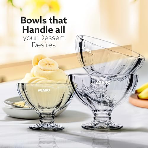 AGARO Glass Elegant Ice Cream Bowl 140ml Set of 6, Ice Cream Bowl, Dessert Cup for Sundae, Sweets, Snacks, Fruit, Pudding, Nuts Or Dip, Serving Bowls, Tableware Set, Transparent - Image 4