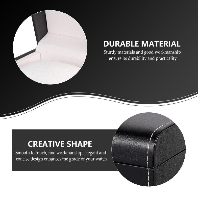 Single Slot Flip Top Travel Watch Box Jewelry Case Portable Display Organizer Black - Image 4