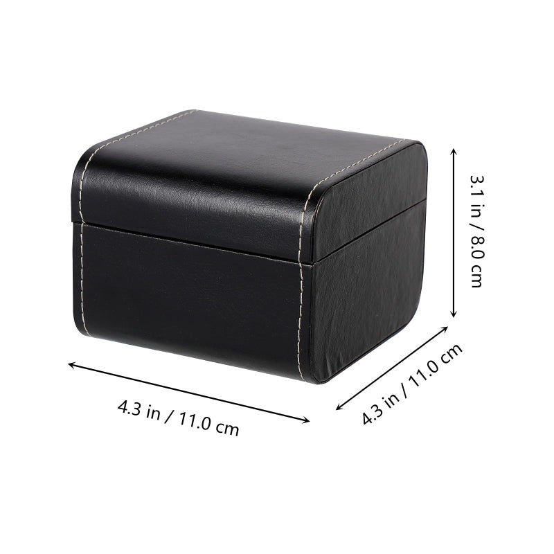 Single Slot Flip Top Travel Watch Box Jewelry Case Portable Display Organizer Black - Image 3