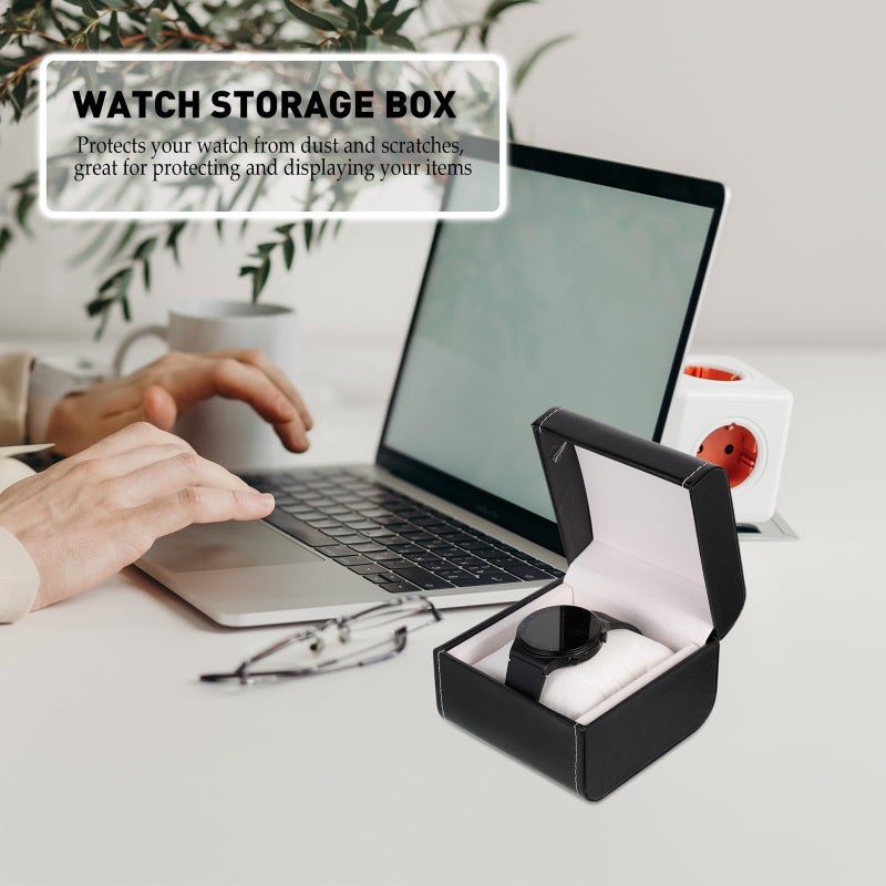 Single Slot Flip Top Travel Watch Box Jewelry Case Portable Display Organizer Black - Image 5