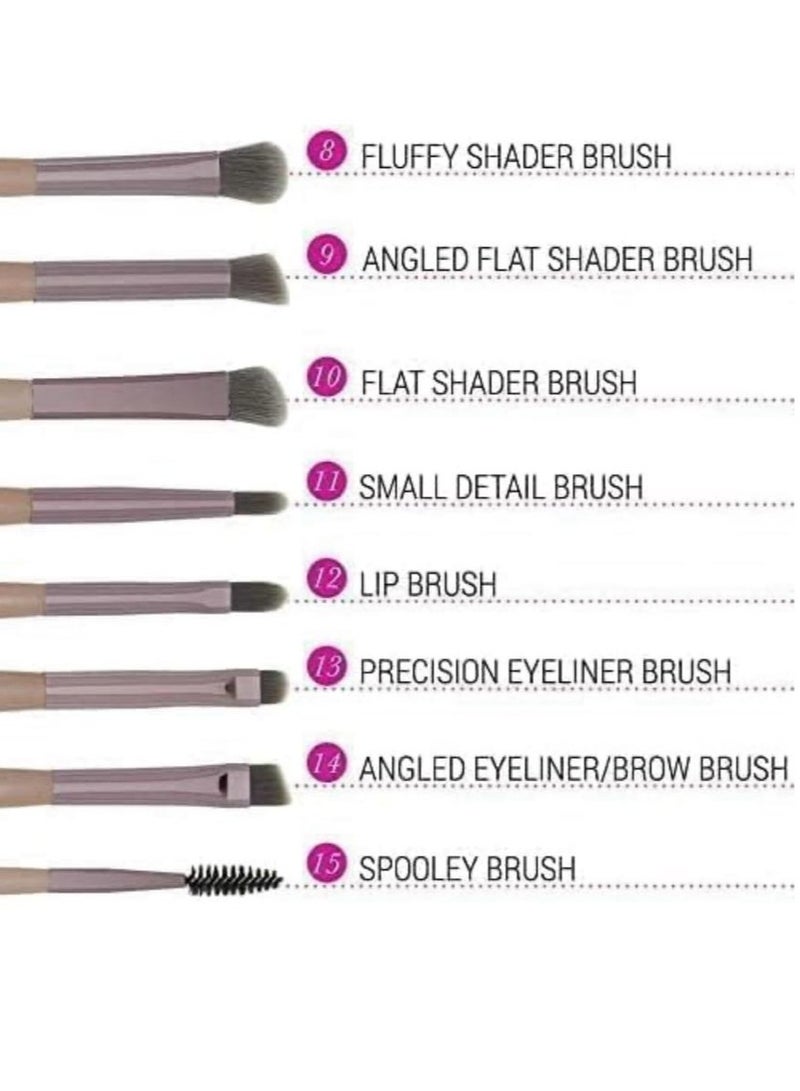 Lavish Elegance 15 Piece Brush Set With Cosmetic Bag - Image 3