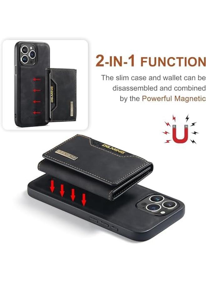 erorex Leather Wallet Phone Cases For Iphone 15 Pro Max 6.7'' 2 In 1 Leather Phone Case Back Cover Magnetic Detachable With Trifold Wallet Card Holder Pocket Detachable Back Cover Black  - Image 4