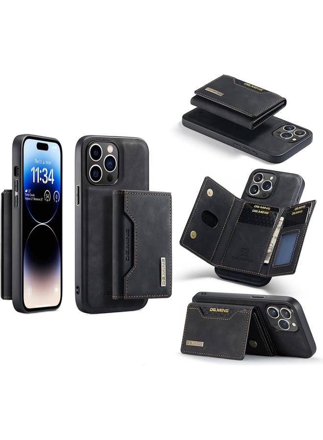 erorex Leather Wallet Phone Cases For Iphone 15 Pro Max 6.7'' 2 In 1 Leather Phone Case Back Cover Magnetic Detachable With Trifold Wallet Card Holder Pocket Detachable Back Cover Black  - Image 1