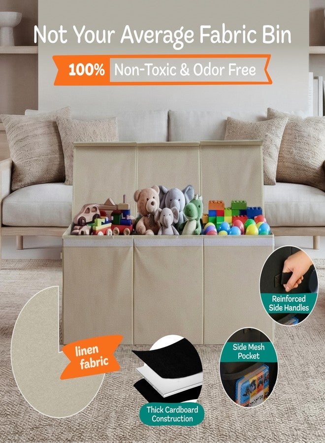 SoftOwl Extra Large Toy Storage Organizer with Lid - Sturdy, Collapsible Toy Chest Storage Box Design - Toys Bin with Dividers for Kids, Nursery, Bedroom, Playroom 37"x16"x14" - Image 4