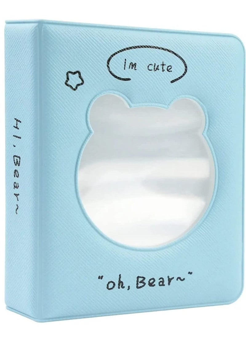 Excefore 3 Inch Mini Photo Album Kpop Photocard Binder, Bear Hollow Holder Book, Business Card Book Holder, Sleeves 36 Pockets(Blue)  - Image 1